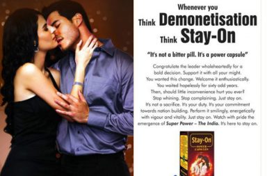 Stay-On Power Capsule Demonetisation Advertisement | Image For InUth.com