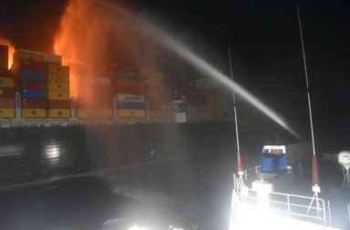 Sri Lankan cargo ship catches fire