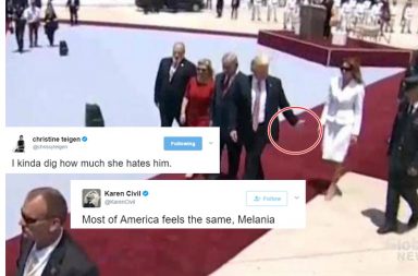 donald trump israel, donald trump melania hand swat