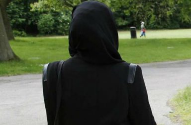 College student with black headscarf