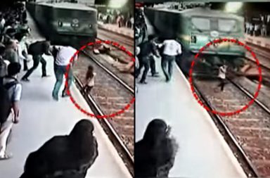 CCTV footage of the girl who was run over by a train in Mumbai