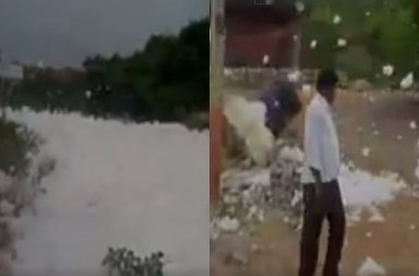 Hyderabad toxic foam spills on streets