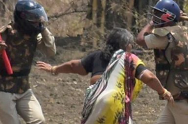 MP elderly woman-beaten farmer protest