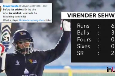 Virender Sehwag, Virender Sehwag ice cricket, Palace Diamonds vs Royals, Shahid Afridi XI vs Virender Sehwag XI, Ice Cricket challenge, First 50 in Ice Cricket